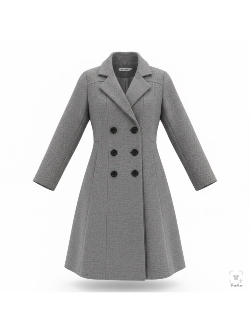 Aptro Womens Gray Wool Blend Double-Breasted Winter Coat Size S